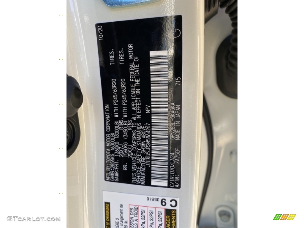 2021 4Runner Color Code 070 for Blizzard White Pearl Photo #140244632