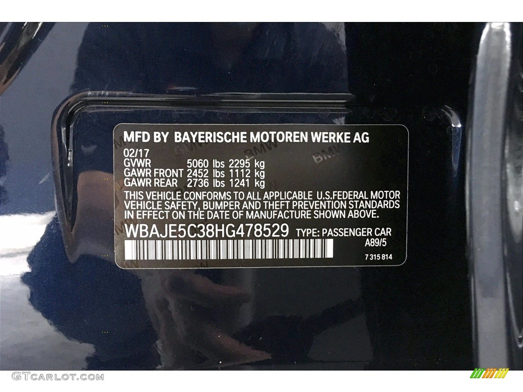 2017 5 Series 540i Sedan - Imperial Blue Metallic / Black photo #36