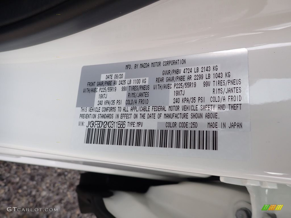 2021 CX-5 Color Code 25D for Snowflake White Pearl Mica Photo #140255621