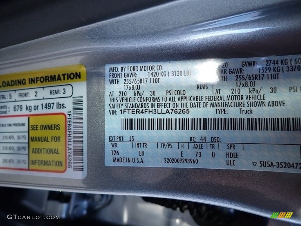 2020 Ford Ranger STX SuperCrew 4x4 Color Code Photos | GTCarLot.com