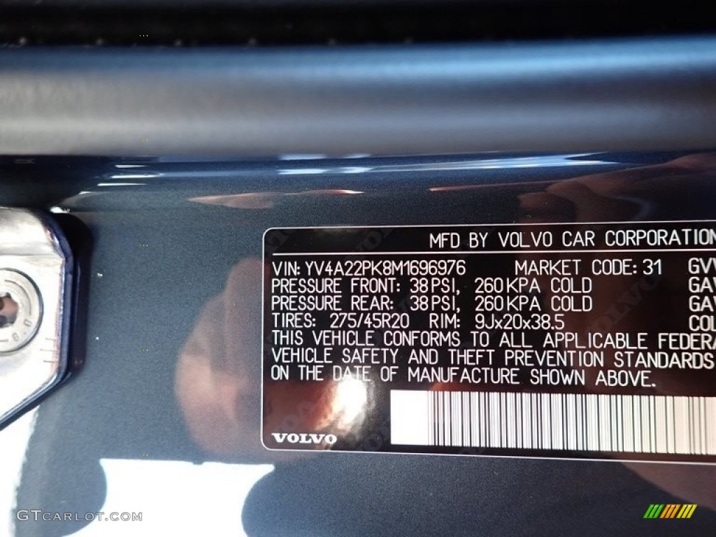 2021 XC90 T6 AWD Momentum - Denim Blue Metallic / Charcoal photo #11