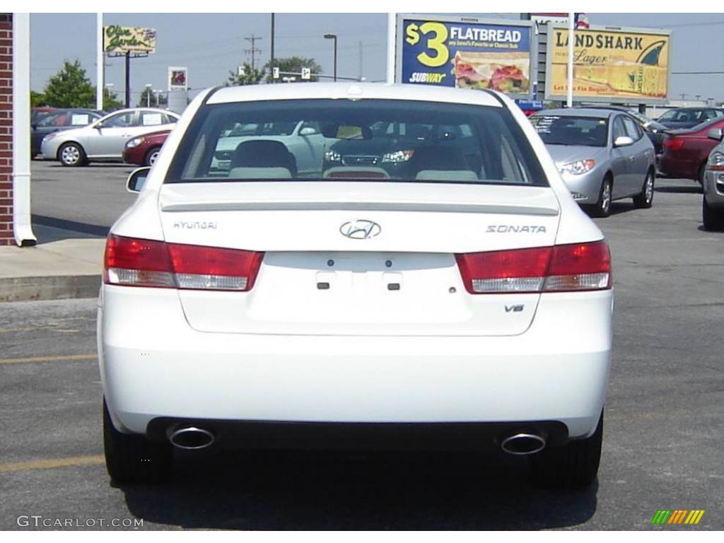 2008 Sonata SE V6 - Powder White Pearl / Beige photo #4