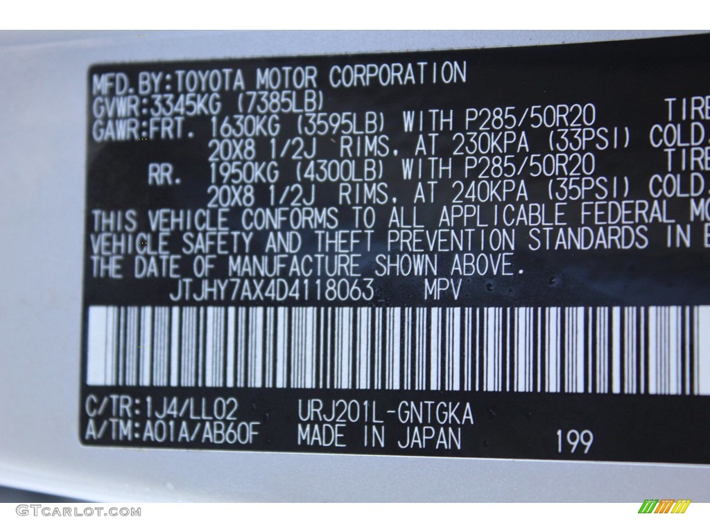 2013 Lexus LX 570 Color Code Photos