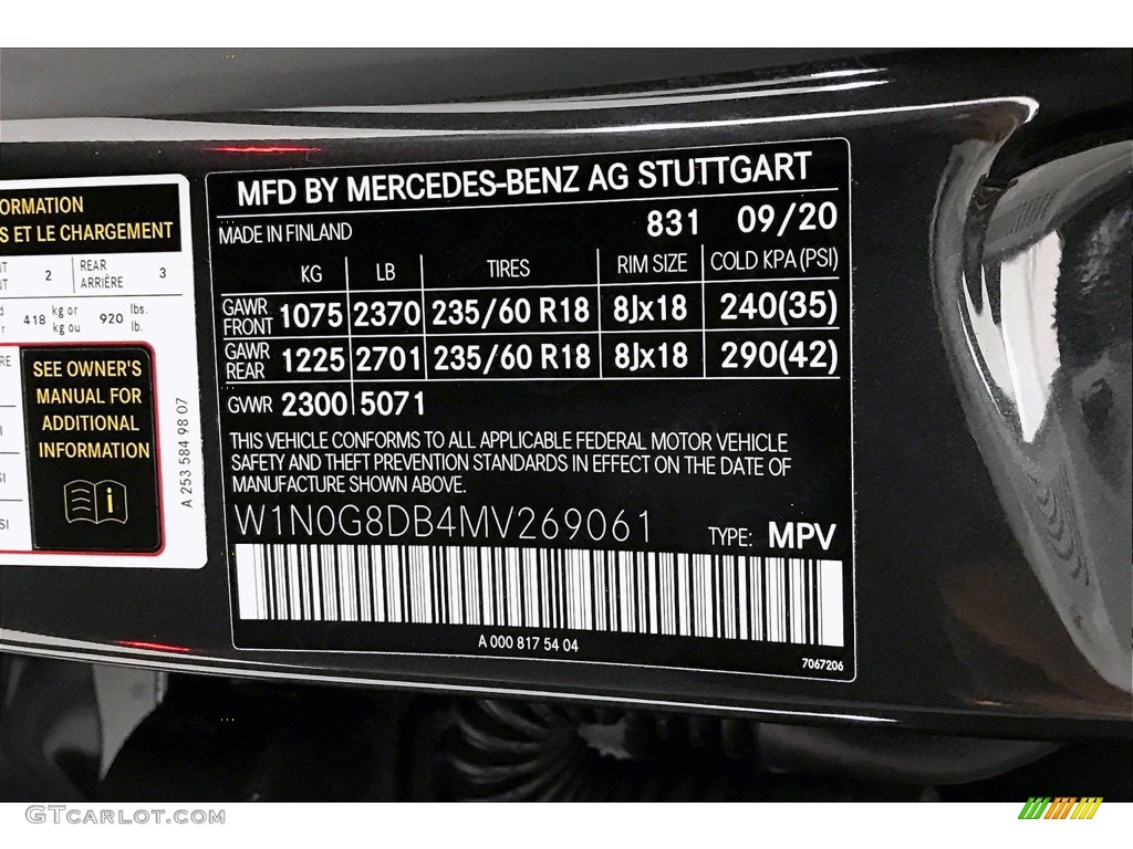 2021 GLC Color Code 831 for Graphite Gray Metallic Photo #140284020