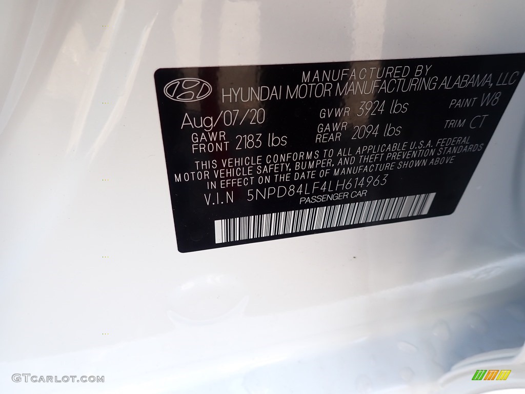 2020 Elantra Value Edition - Quartz White Pearl / Black photo #12