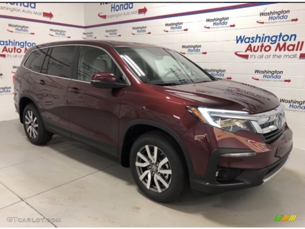 2021 Pilot EX AWD - Deep Scarlet Pearl / Beige photo #2