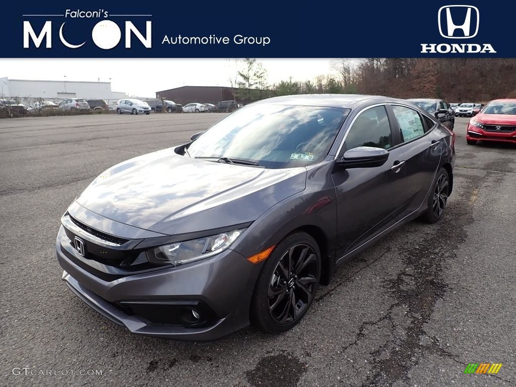 2021 Civic Sport Sedan - Modern Steel Metallic / Black photo #1