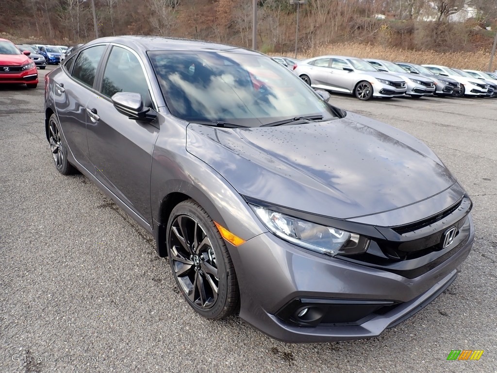 2021 Civic Sport Sedan - Modern Steel Metallic / Black photo #6