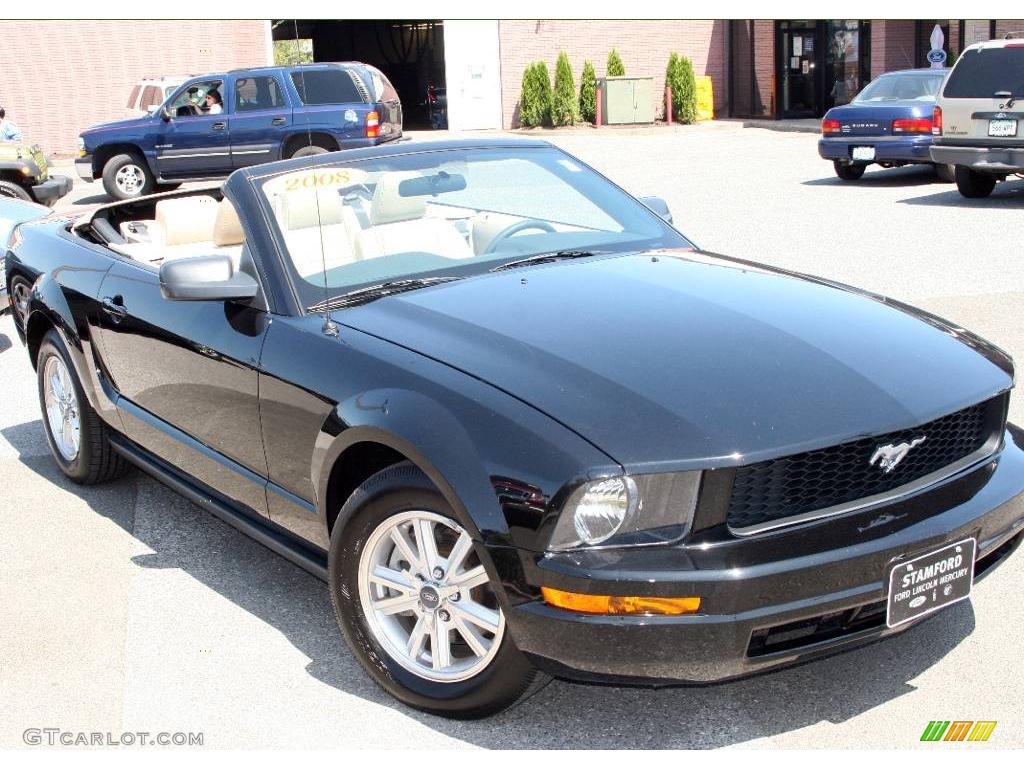 2008 Mustang V6 Deluxe Convertible - Black / Medium Parchment photo #1