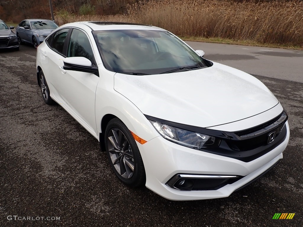 Platinum White Pearl 2021 Honda Civic EX Sedan Exterior Photo #140296702