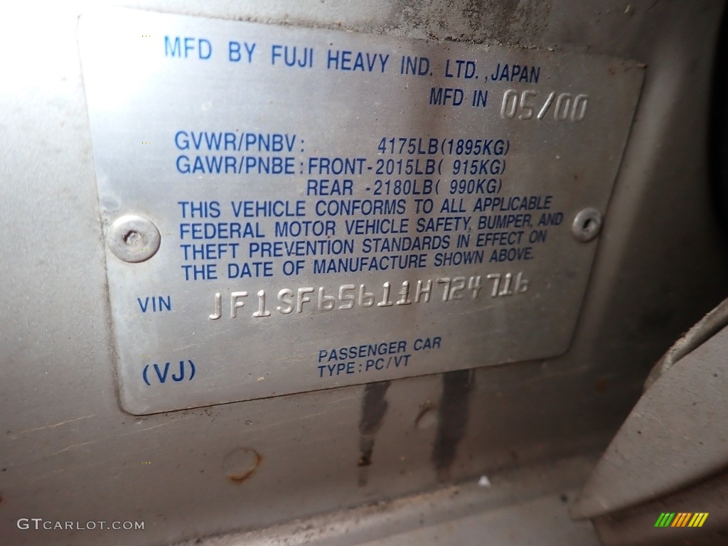 2001 Forester 2.5 S - Silverthorn Metallic / Gray photo #16