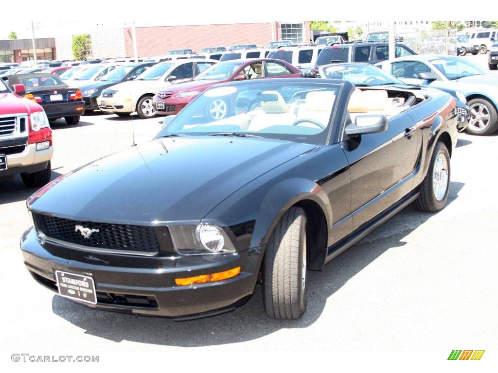2008 Mustang V6 Deluxe Convertible - Black / Medium Parchment photo #11
