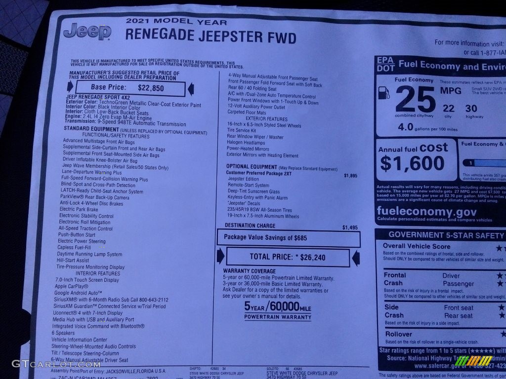 2021 Renegade Jeepster - TechnoGreen Metallic / Black photo #26
