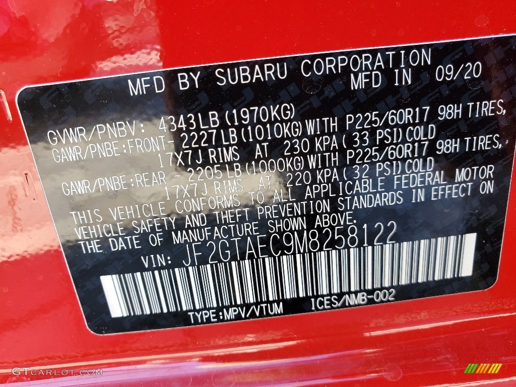 2021 Crosstrek Premium - Pure Red / Black photo #8