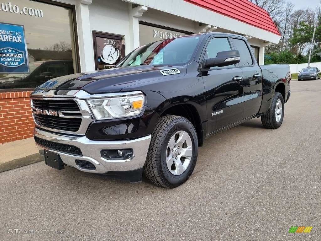 2019 1500 Big Horn Quad Cab 4x4 - Diamond Black Crystal Pearl / Black photo #2