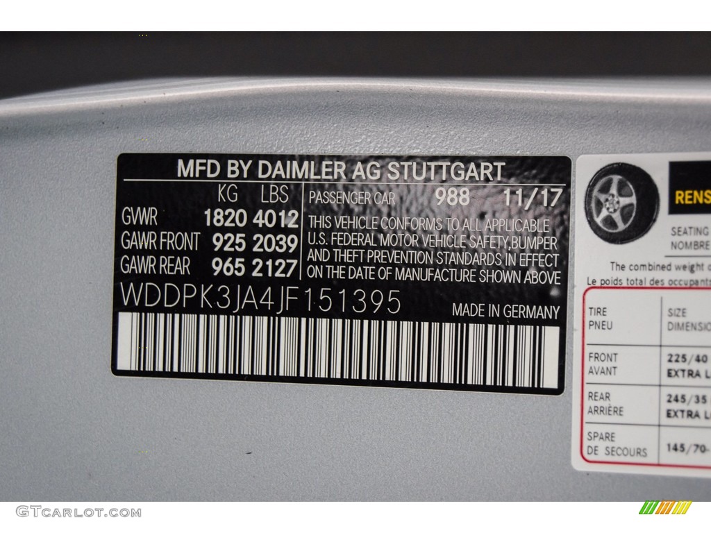 2018 SLC Color Code 988 for Iridium Silver Metallic Photo #140314222