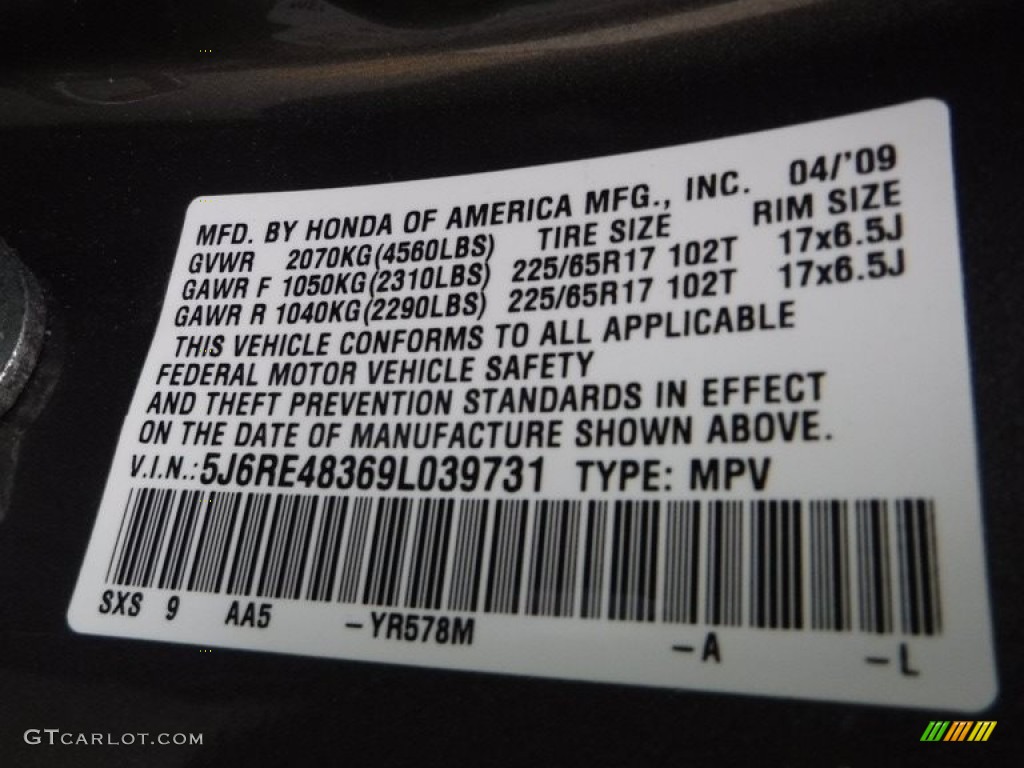 2009 CR-V LX 4WD - Urban Titanium Metallic / Black photo #24
