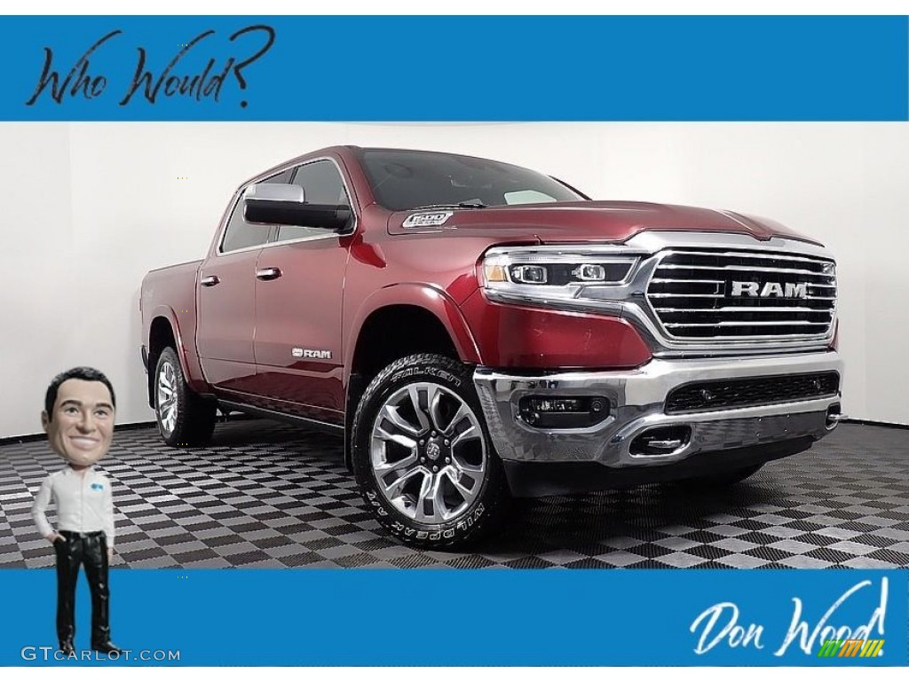 2019 1500 Long Horn Crew Cab 4x4 - Delmonico Red Pearl / Mountain Brown/Light Frost Beige photo #1