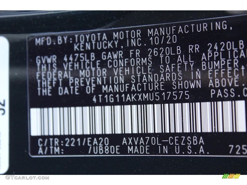 2021 Camry SE - Galactic Aqua Mica / Black photo #23