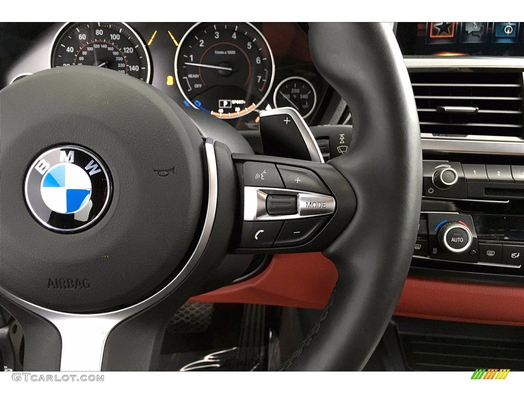 2017 BMW 4 Series 440i Gran Coupe Coral Red Steering Wheel Photo #140334115