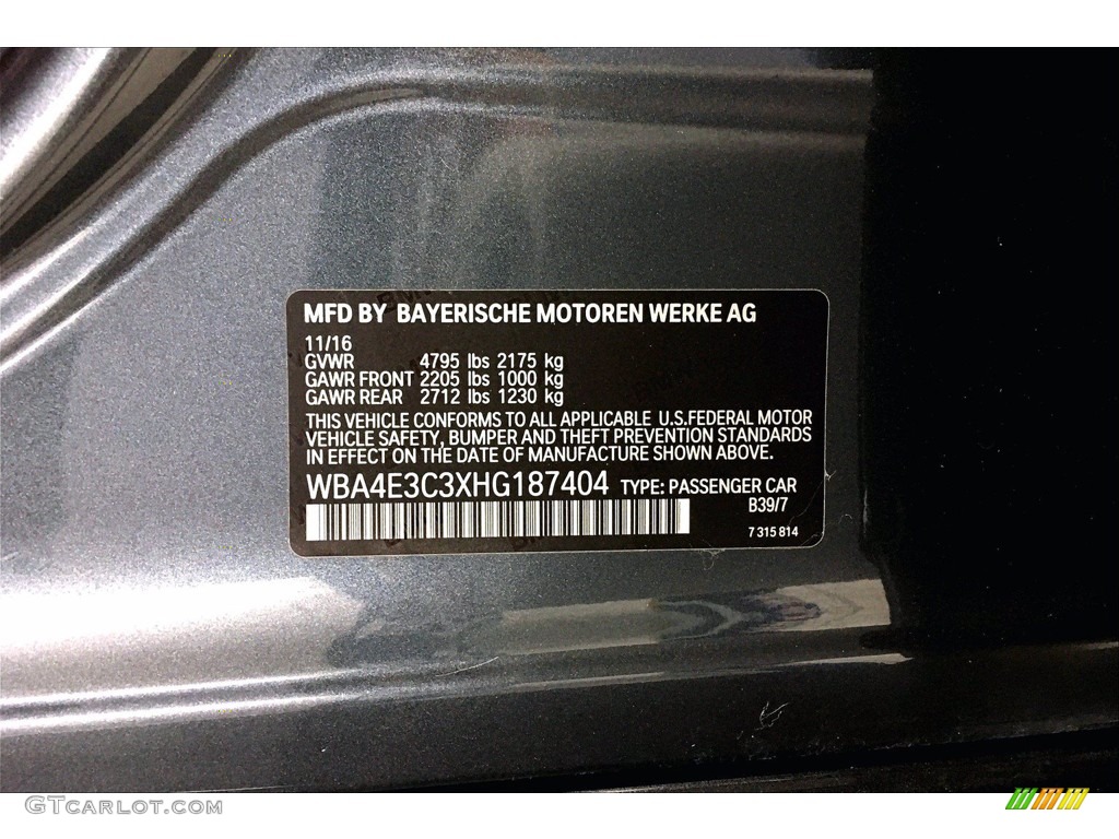 2017 4 Series Color Code B39 for Mineral Grey Metallic Photo #140334474