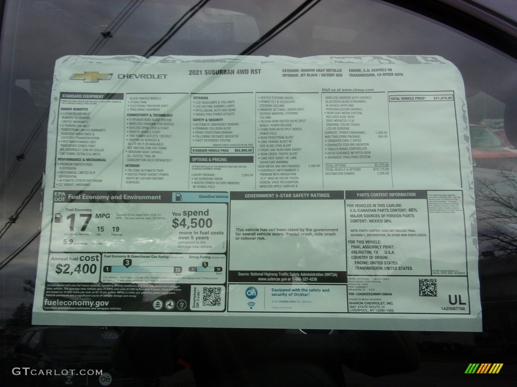 2021 Suburban RST - Shadow Gray Metallic / Jet Black/Victory Red photo #38