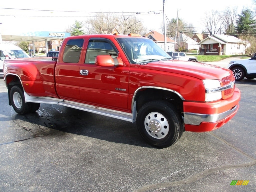 Victory Red 2004 Chevrolet Silverado 3500HD LT Extended Cab 4x4 Dually Exterior Photo #140337888