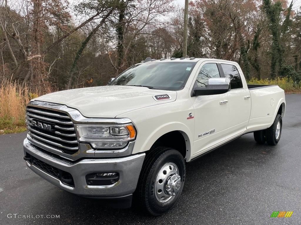 2020 3500 Laramie Longhorn Crew Cab 4x4 - Pearl White / Cattle Tan/Black photo #3