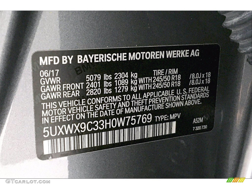 2017 X3 xDrive28i - Space Gray Metallic / Black photo #36