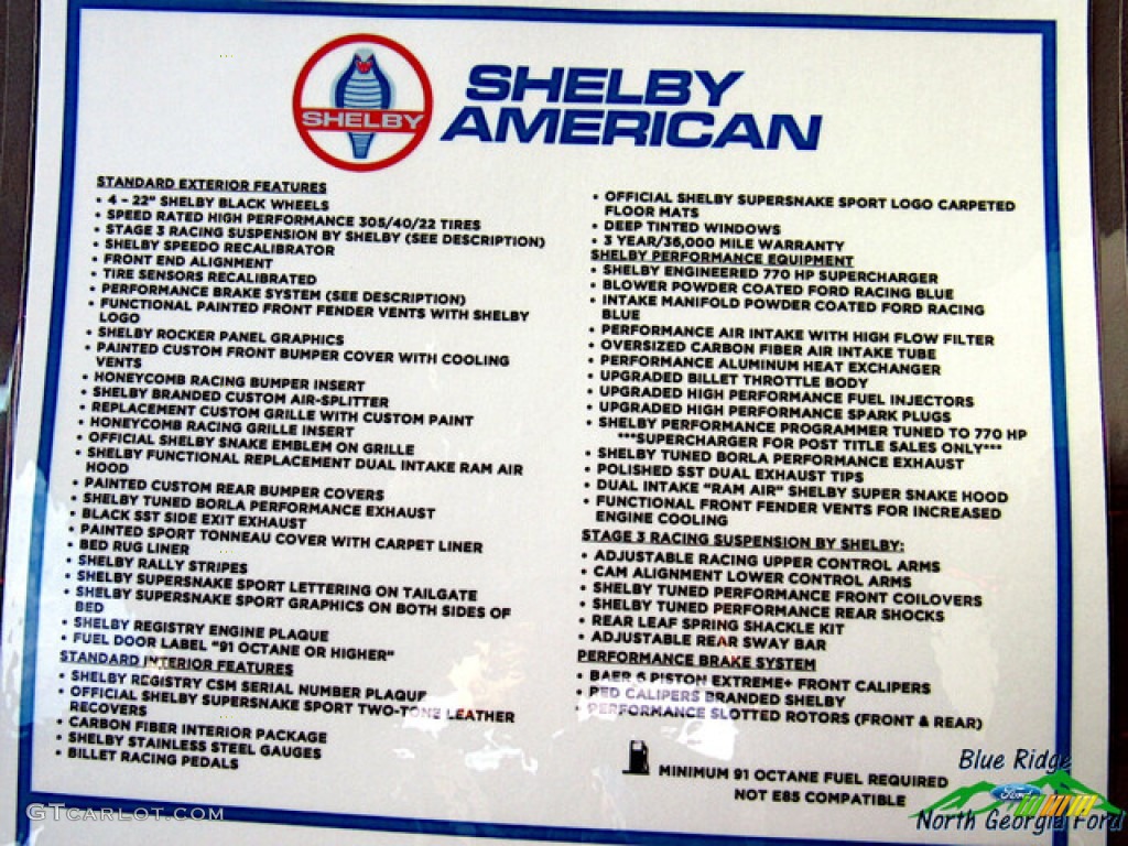 2020 Ford F150 Shelby Super Snake Sport 4x4 Window Sticker Photo #140345199