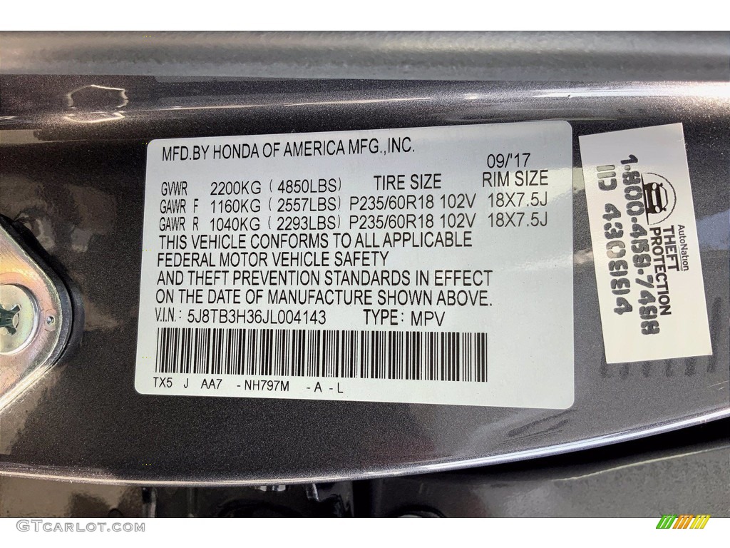 2018 RDX Color Code NH797M for Modern Steel Metallic Photo #140355013