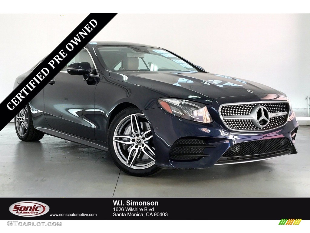 2018 E 400 Coupe - Lunar Blue Metallic / Macchiato Beige/Yacht Blue photo #1
