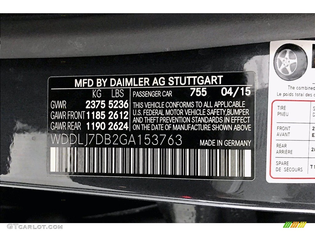 2016 Mercedes-Benz CLS 550 Coupe Color Code Photos