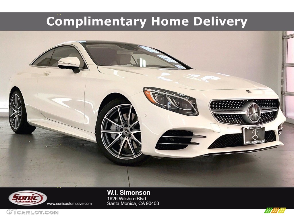 2021 S 560 4Matic Coupe - designo Diamond White Metallic / designo Porcelain/Esspreso Brown photo #1