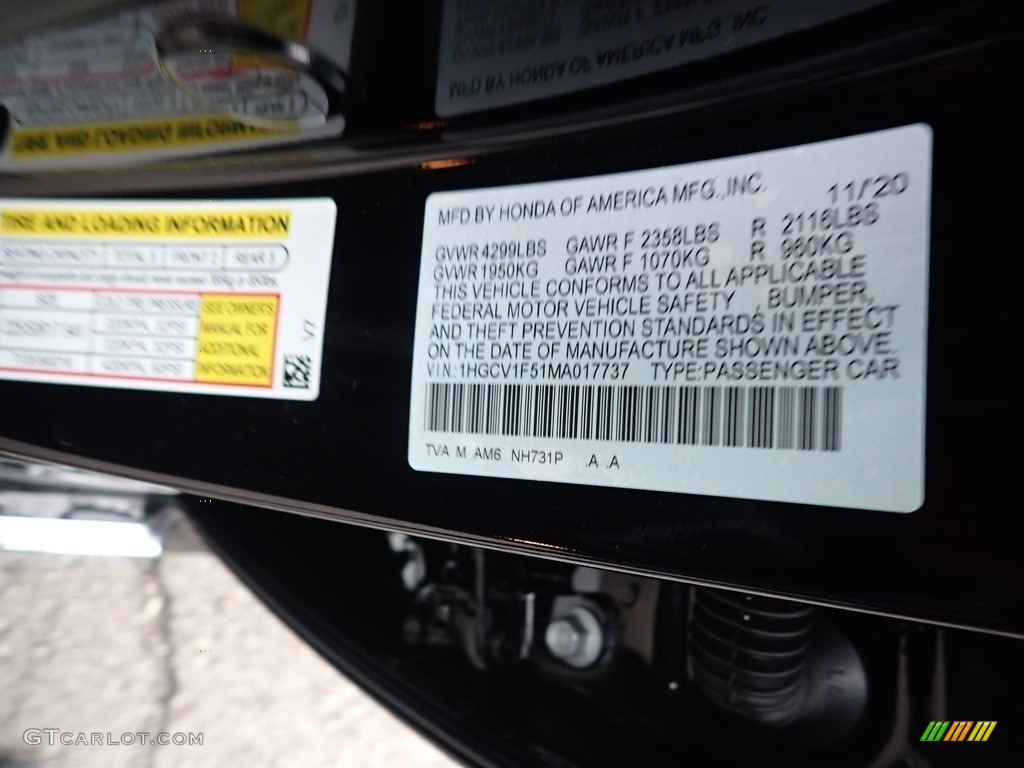 2021 Accord EX-L - Crystal Black Pearl / Black photo #11
