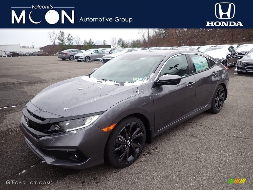 2021 Civic Sport Sedan - Modern Steel Metallic / Black photo #1