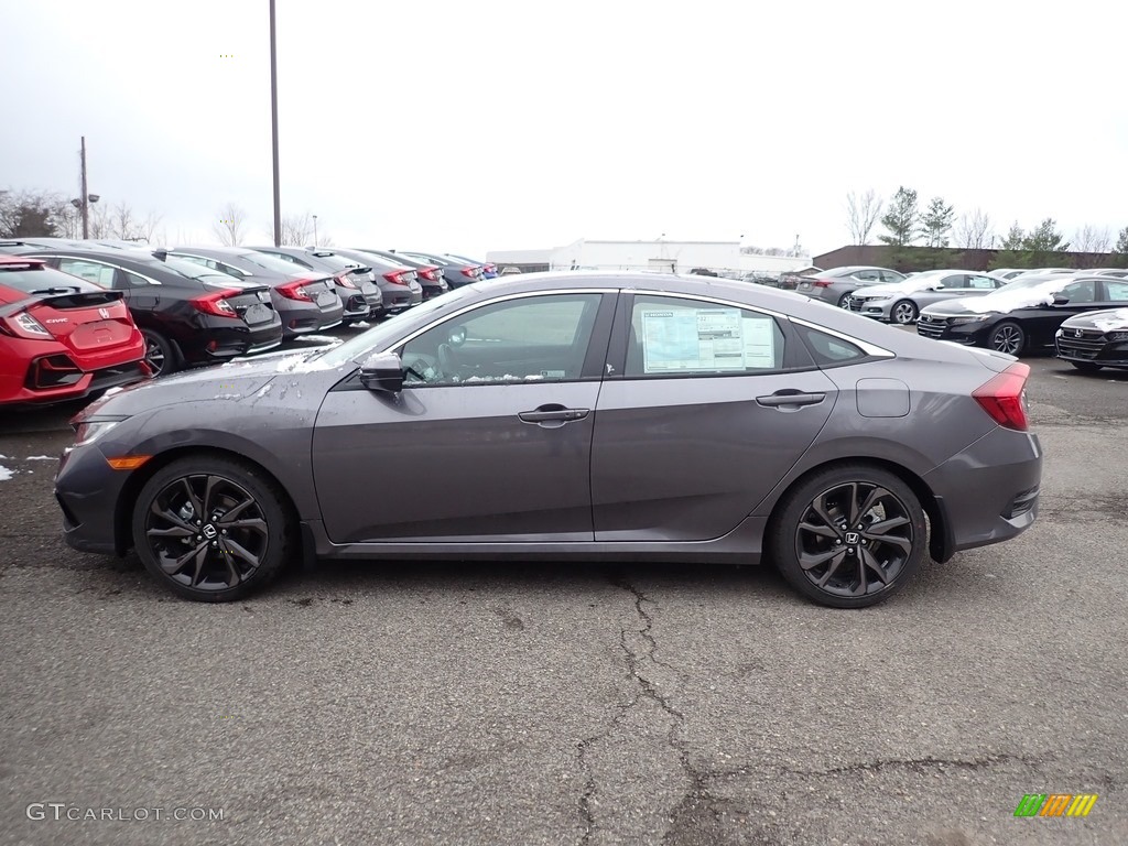 2021 Civic Sport Sedan - Modern Steel Metallic / Black photo #3