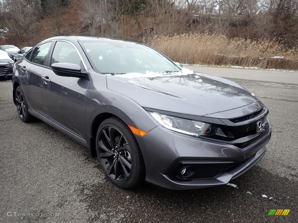 2021 Civic Sport Sedan - Modern Steel Metallic / Black photo #7
