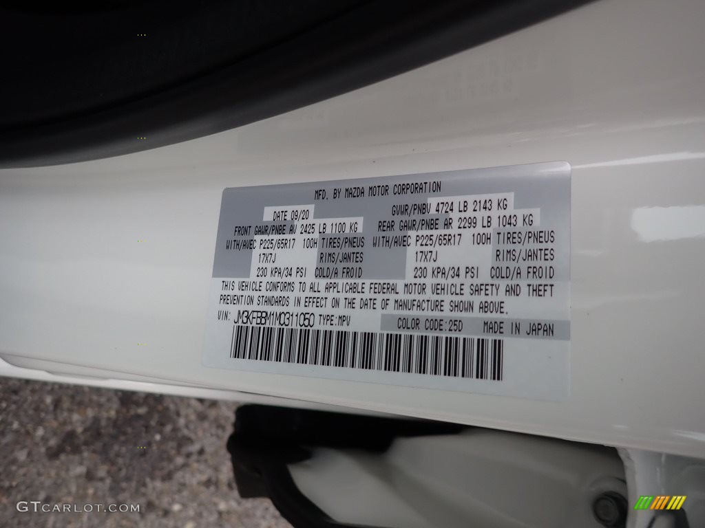 2021 CX-5 Color Code 25D for Snowflake White Pearl Mica Photo #140384851