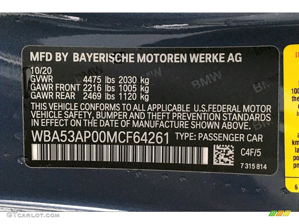 2021 4 Series Color Code C4F for Arctic Race Blue Metallic Photo #140385561