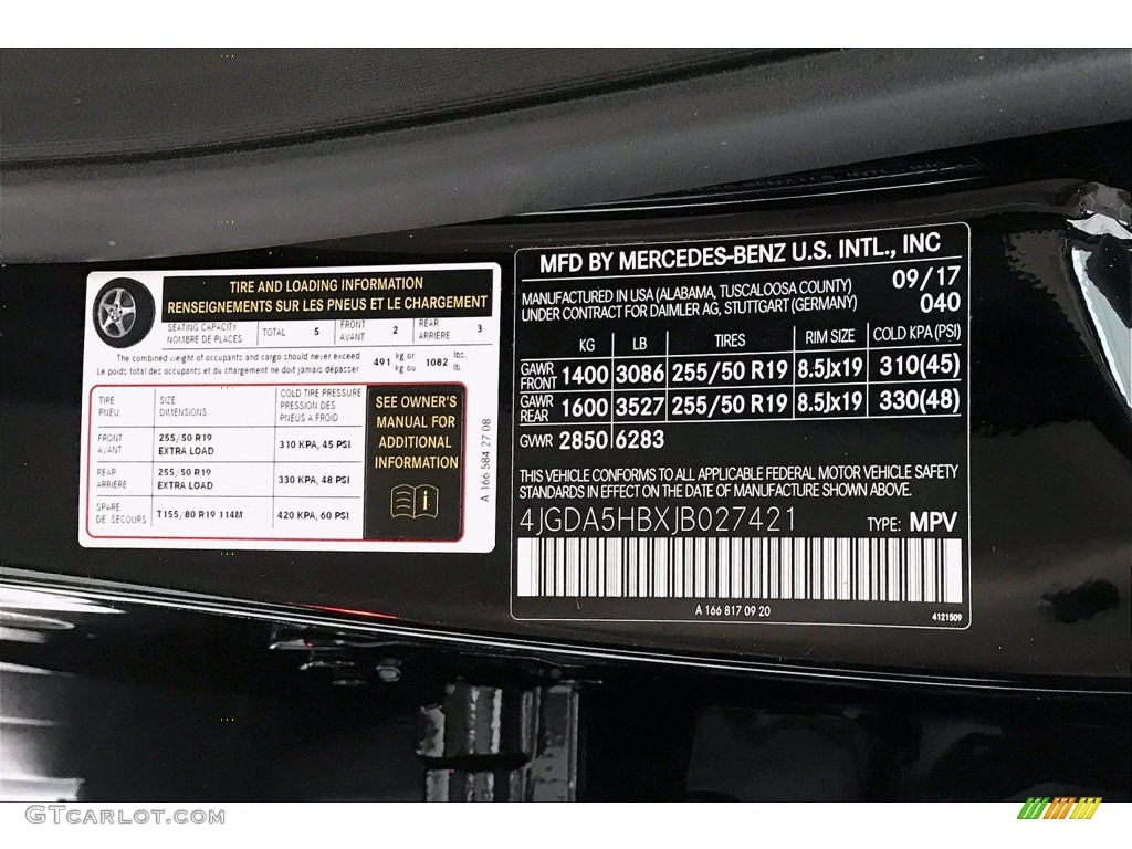2018 GLE Color Code 040 for Black Photo #140385589