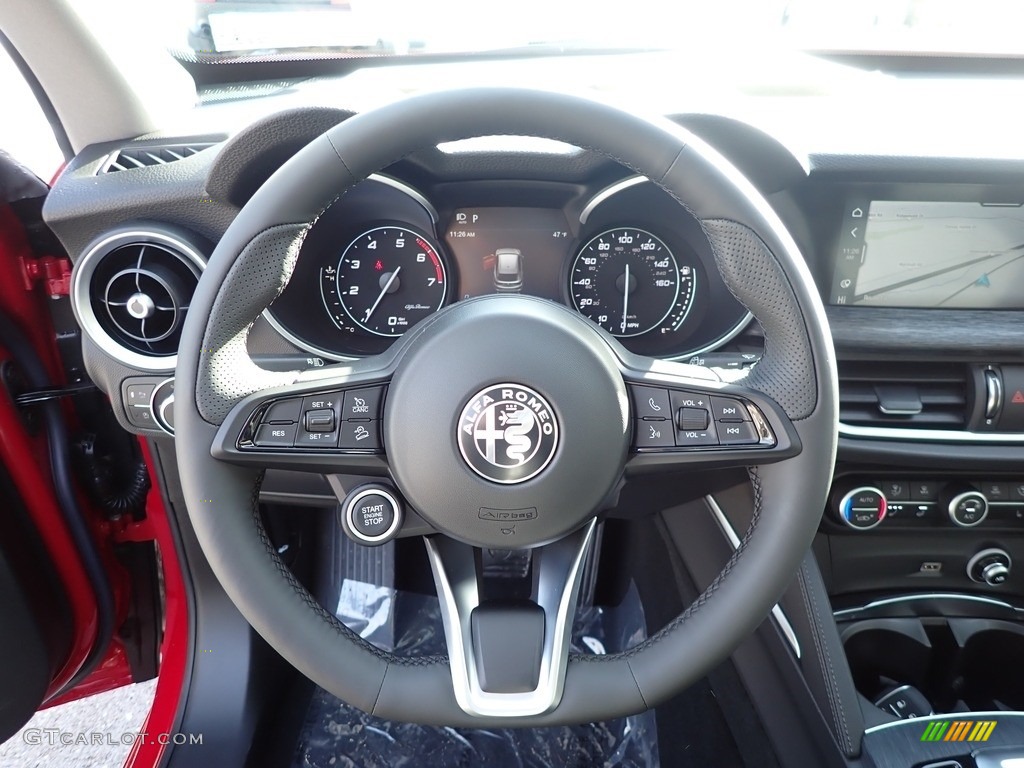 2020 Alfa Romeo Stelvio AWD Black Steering Wheel Photo #140387865