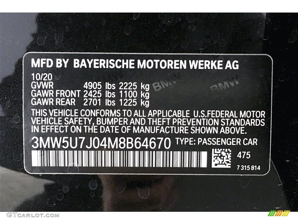 2021 BMW 3 Series M340i Sedan Color Code Photos