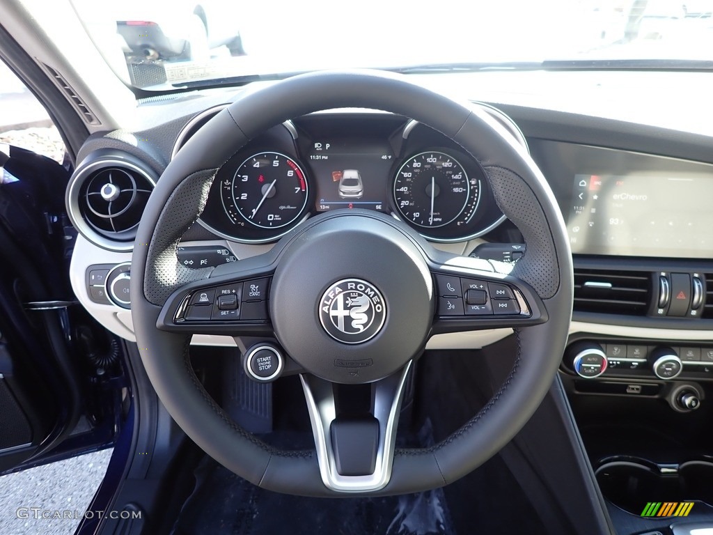 2021 Alfa Romeo Giulia Sprint AWD Black/Ice Steering Wheel Photo #140388337
