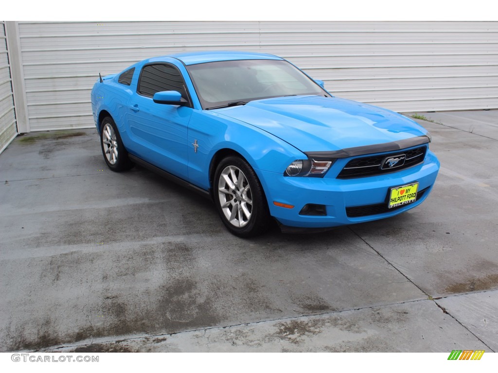 2011 Mustang V6 Coupe - Grabber Blue / Charcoal Black photo #2