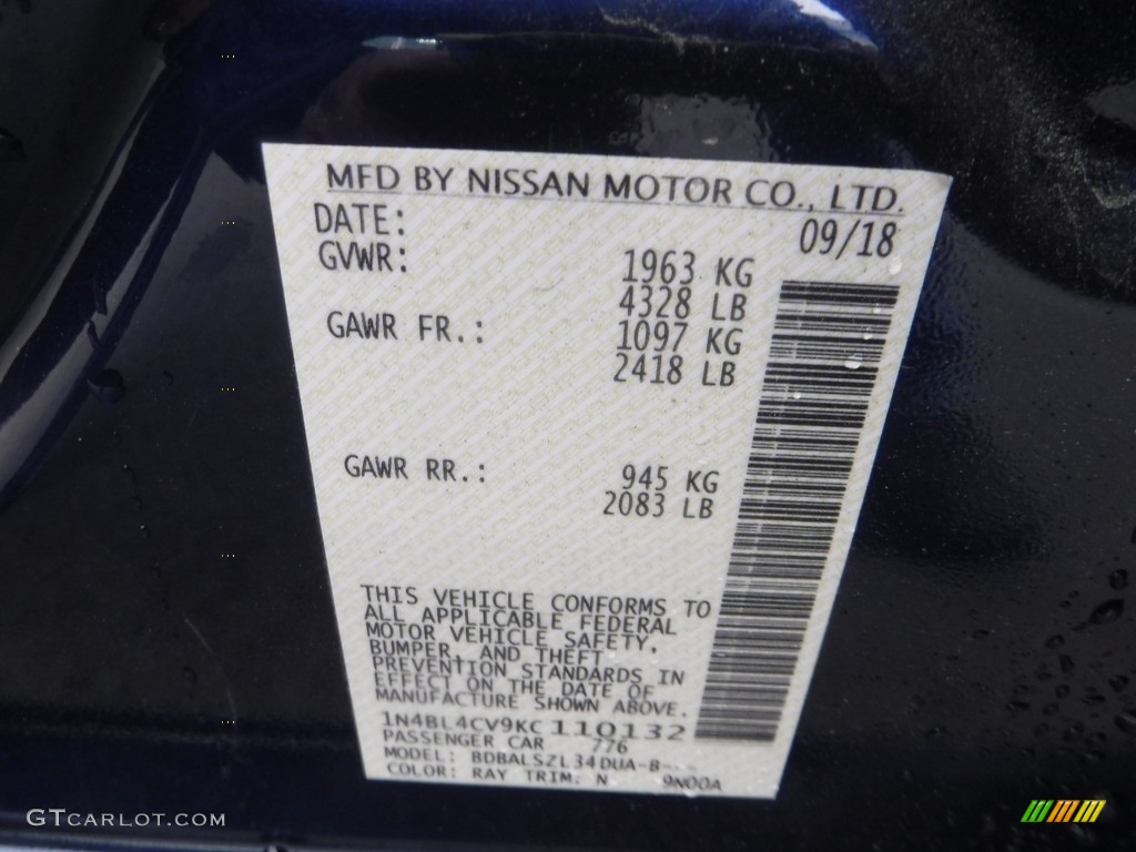 2019 Altima SR - Deep Blue Pearl / Charcoal photo #24
