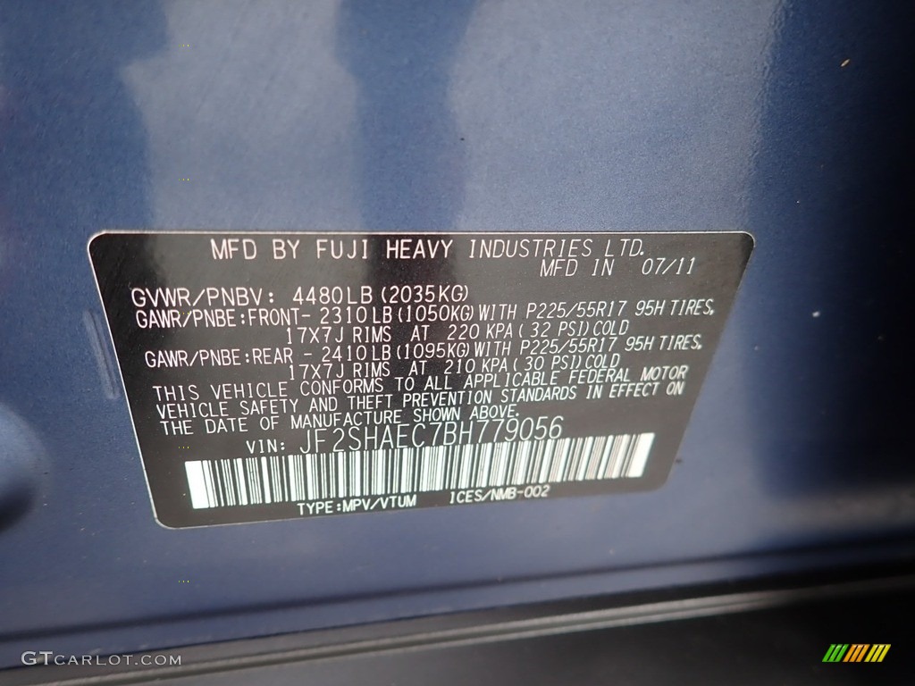 2011 Forester 2.5 X Limited - Marine Blue Metallic / Black photo #28