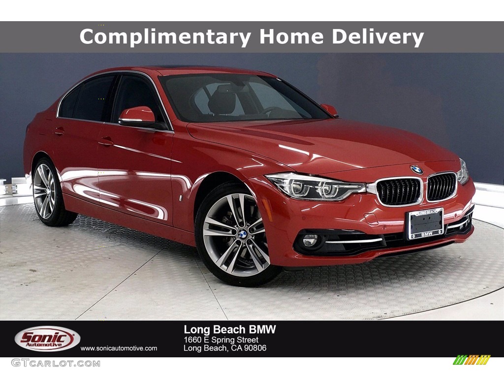 2018 3 Series 330e iPerformance Sedan - Melbourne Red Metallic / Black photo #1