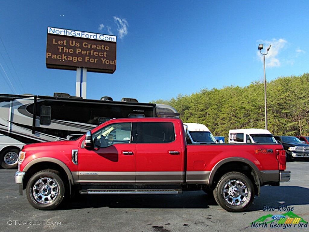 2020 F250 Super Duty Lariat Crew Cab 4x4 - Rapid Red / Medium Light Camel photo #2