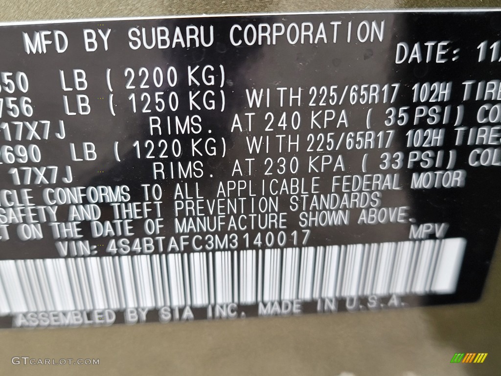 2021 Outback 2.5i Premium - Autumn Green Metallic / Warm Ivory photo #10